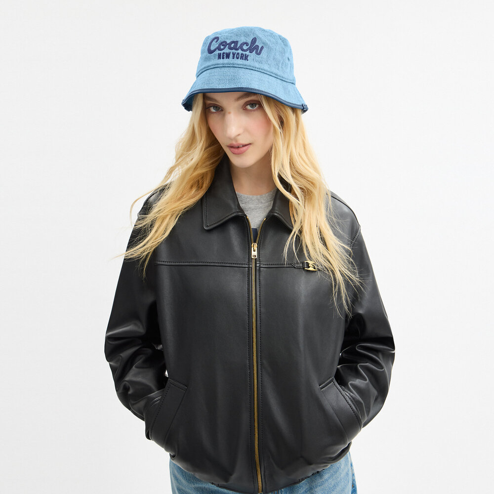 Coach Script Embroidered Denim Bucket Hat - Picture 5 of 7